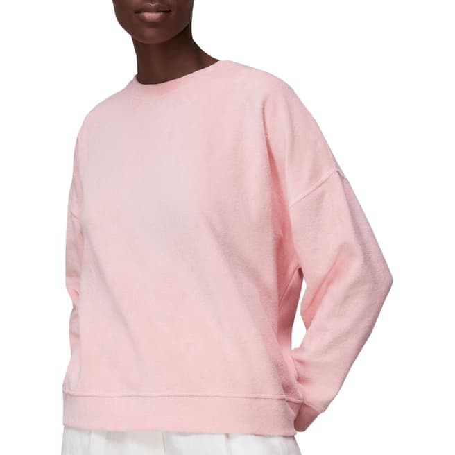 WHISTLES Pink Towelling Boyfriend Cotton Sweatshirt