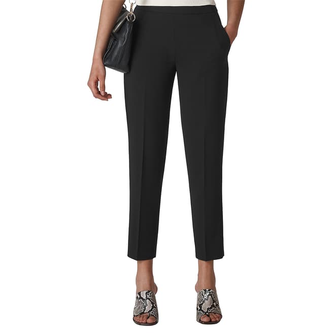 WHISTLES Black Anna Wool Blend Trousers