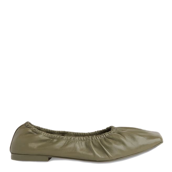 WHISTLES Khaki Ione Soft Ruched Leather Pumps