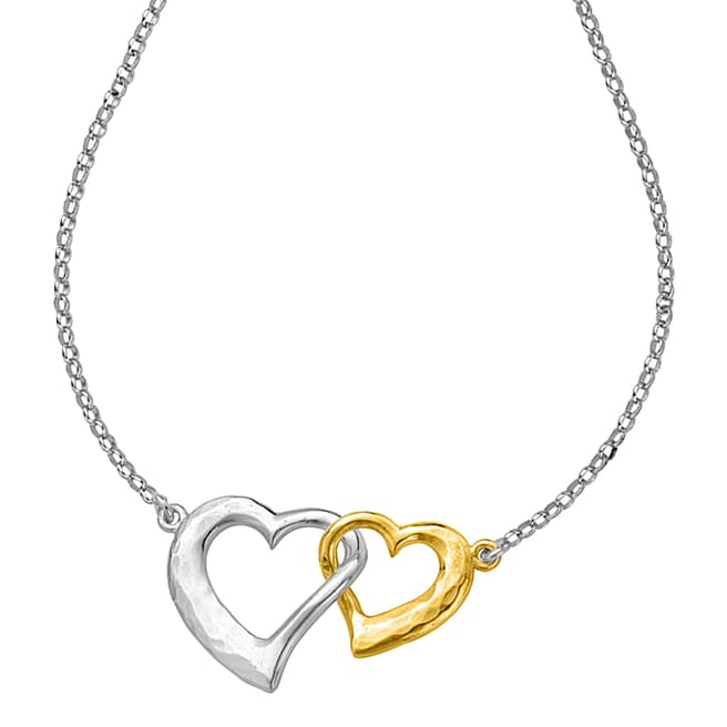 Dower & Hall Sterling Silver Gold Vermeil Open Double Hearts Pendant Necklace