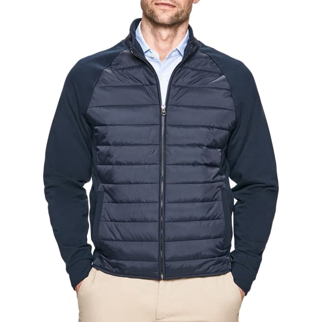 Hackett London Navy Quilted Cotton Hybrid Jacket