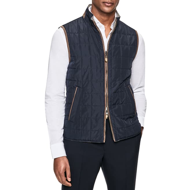 Hackett London Navy Reversable Quilted Gilet