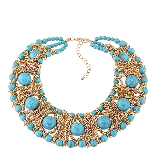 Liv Oliver 18K Gold Statement Turquoise Necklace