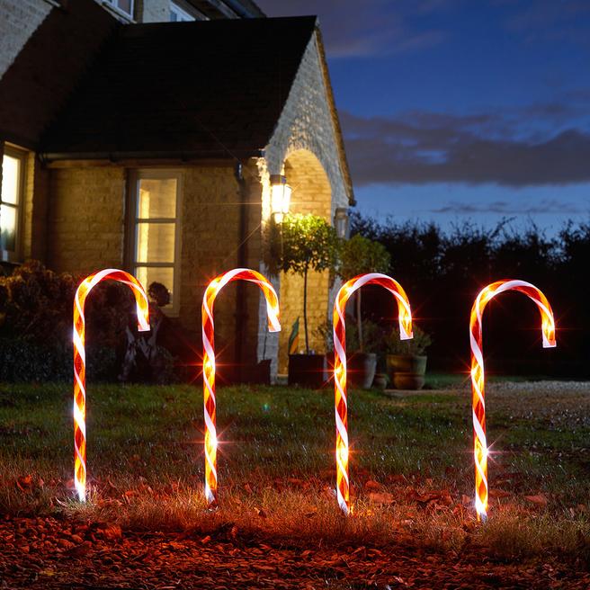 Smart Solar Set of 4 Candy Cane Stakes