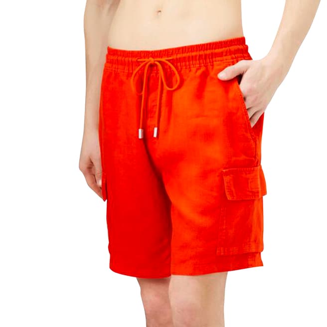 Vilebrequin Orange Baie Linen Shorts