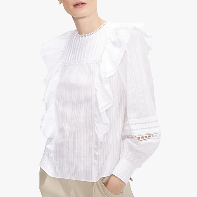 Ted Baker Ivory Silais Frill Cotton Blouse