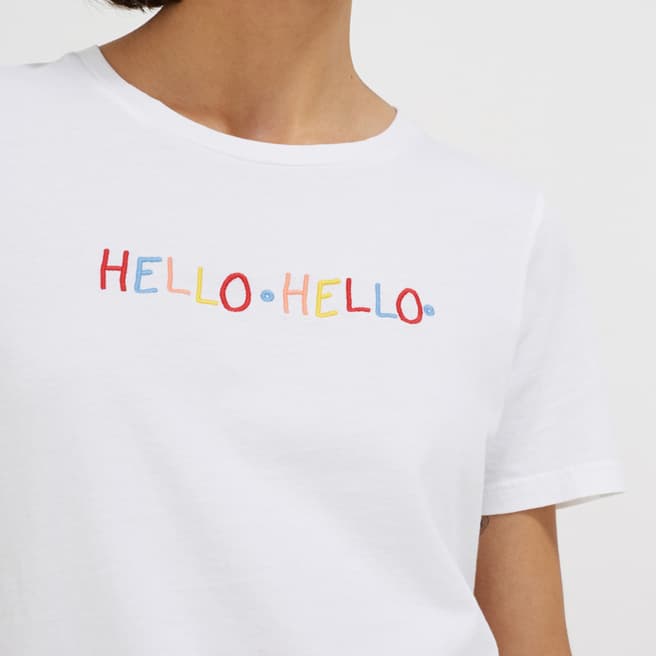 Chinti and Parker White Hello Cotton T-Shirt
