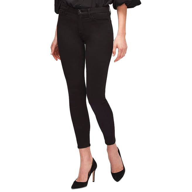 7 For All Mankind Black High Rise Skinny Crop Stretch Jeans