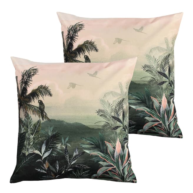 Furn Jungle 43x43cm Outdoor Cushion, Blush/Forest 2 Pack