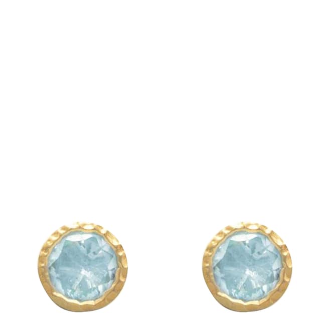 Liv Oliver 18K Gold Blue Topaz Stud Earrings