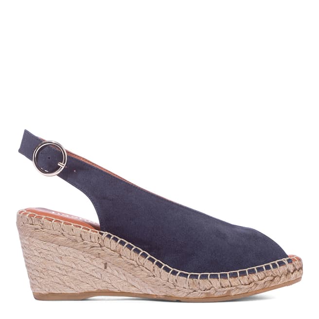 Paseart Navy Suede Slingback Espadrille Wedges