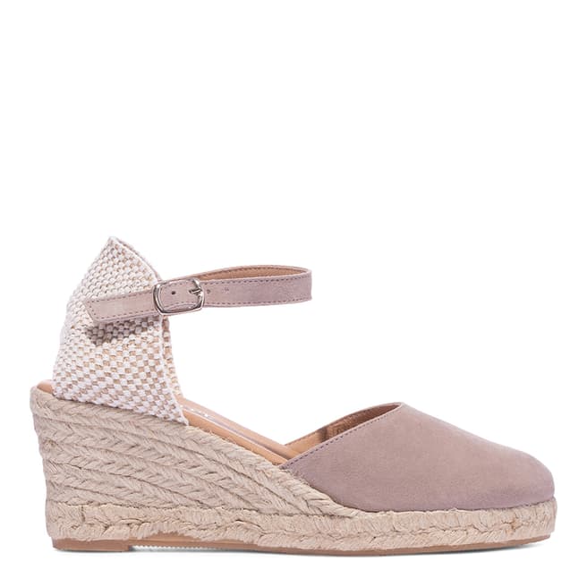 Paseart Stone Suede Closed Toe Espadrille Wedges