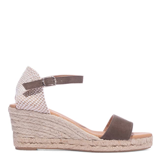 Paseart Brown Suede Mid Height Esadrille Wedges
