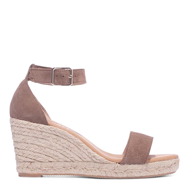 Paseart Taupe Suede Single Strap Espadrille Wedges