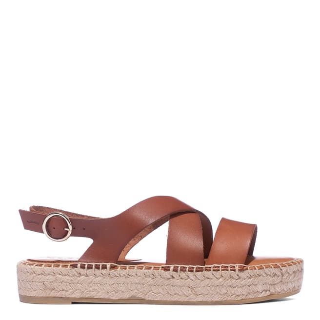 Paseart Brown Leather Espadrille Sandals