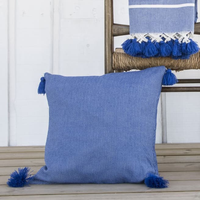 Febronie Stockholm Cushion Cover, Greek Blue