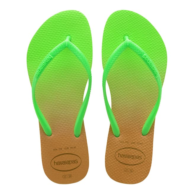 Havaianas Electric Green Slim Gradient Flip Flops