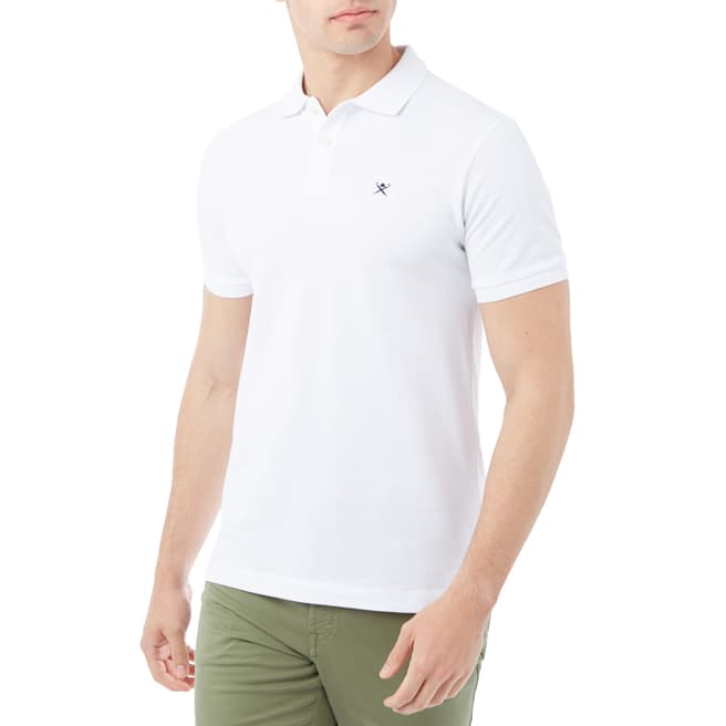 Hackett London White Classic Logo Slim Cotton Polo Shirt