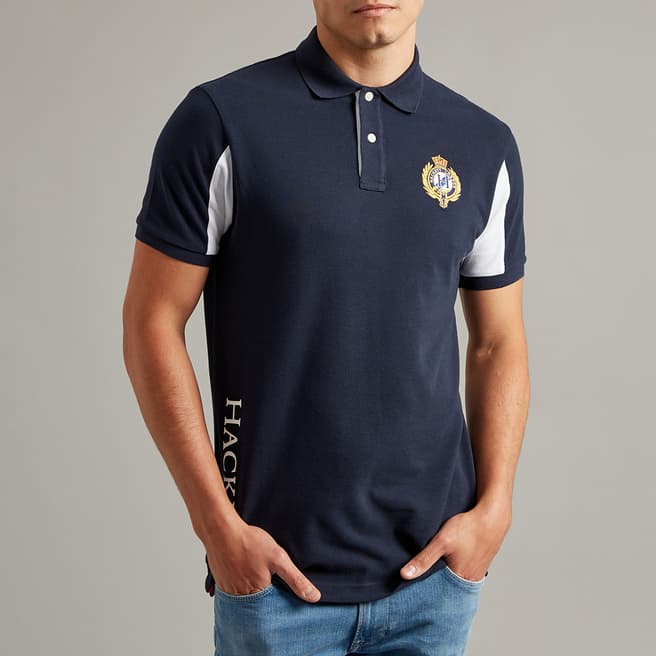 Hackett London Navy Embroidered Logo Polo Shirt