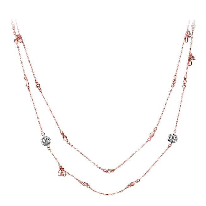Saint Francis Crystals Rose Gold/Silver Pearl Double Layered Necklace