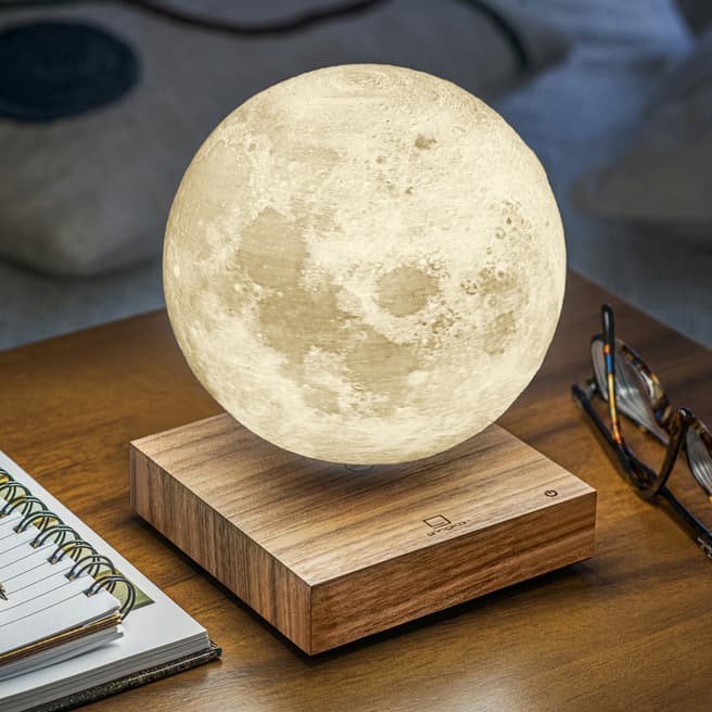 Gingko Smart Moon Lamp, Natural Walnut Wood