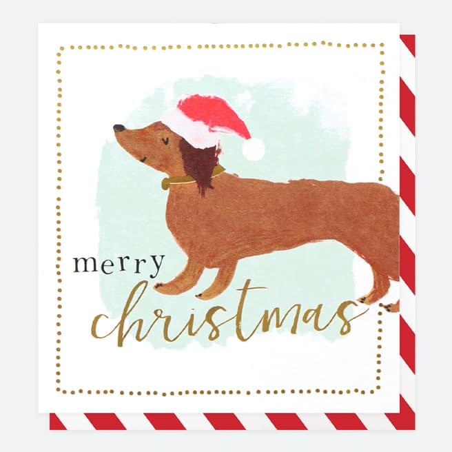 Caroline Gardner Pack of 16 Painted Merry Christmas Sausage Dog Cards