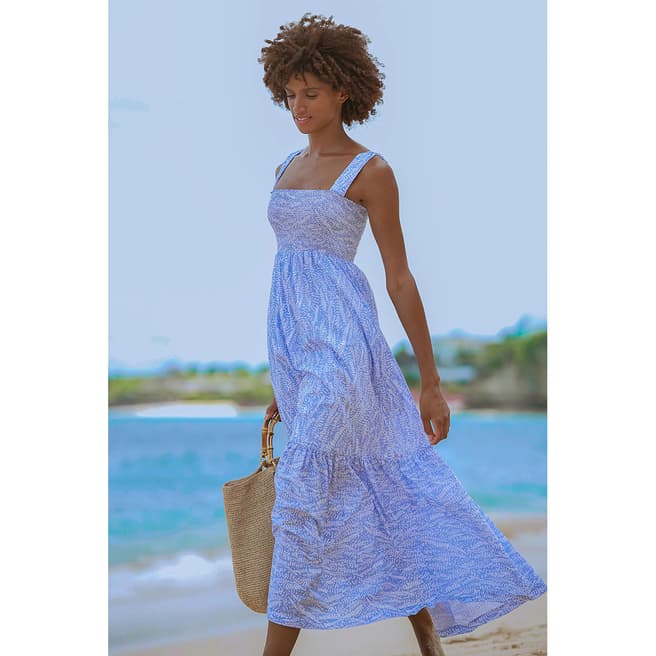Heidi Klein Multi Cape Verde Smocked Square Neck Maxi Dress