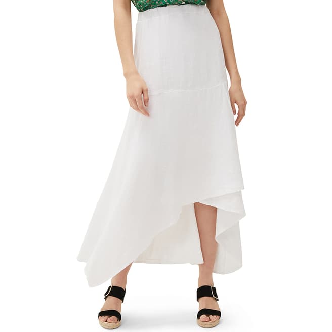 Phase Eight White Phoebe Linen Midi Skirt