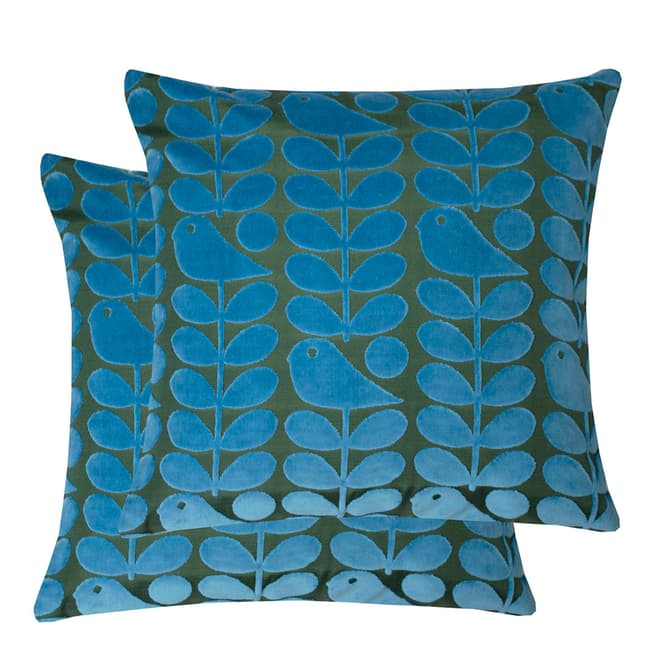 Orla Kiely Early Bird Velvet 50x50cm Cushion, Azure