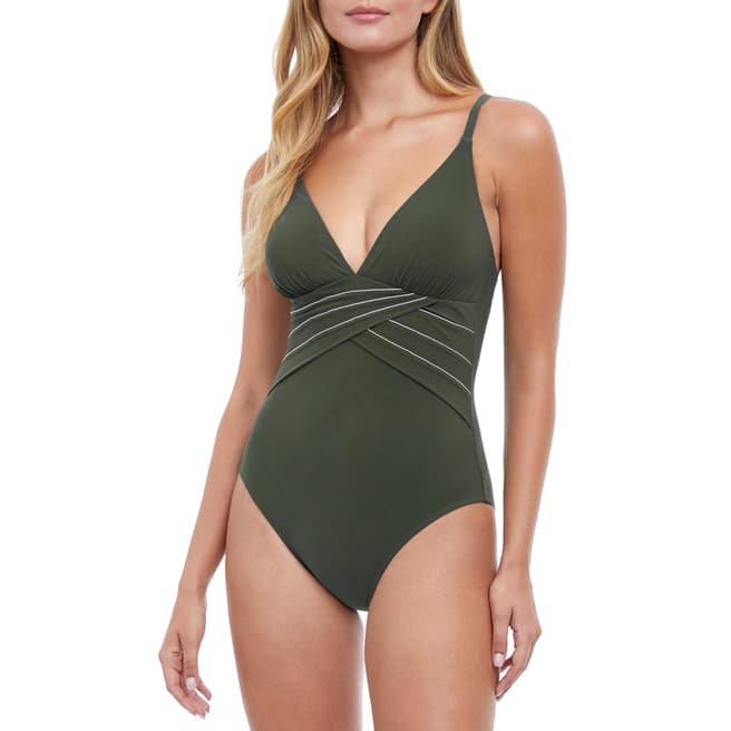 Gottex Green Tailor Made V-Neck One Piece Swimsuit