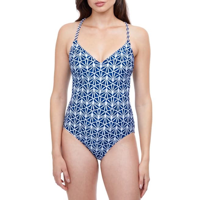 Profile By Gottex Blue & White Nomad One Piece Swimsuit