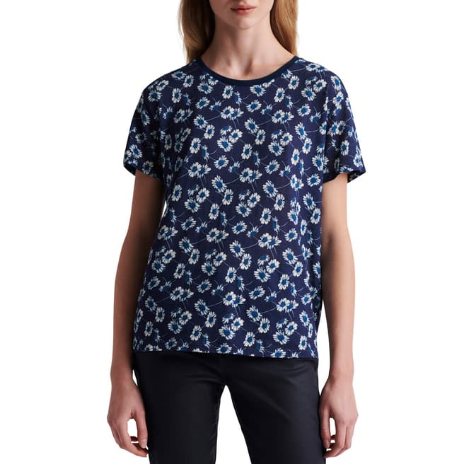 Gerard Darel Navy Floral Cotton Blend T-Shirt