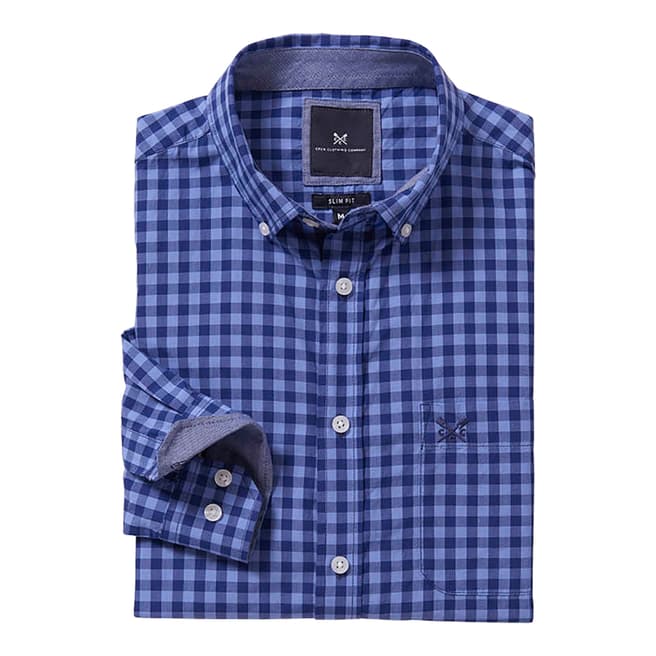 Crew Clothing Blue Checked Cotton Shirt