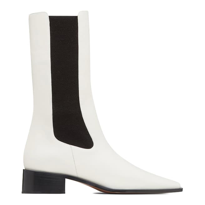Neous White Leather Pros Mid Height Chelsea Boots