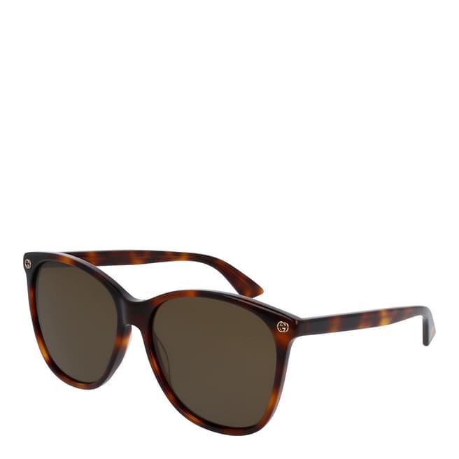 Gucci Women's Dark Havana/Brown Gucci Sunglasses 58mm