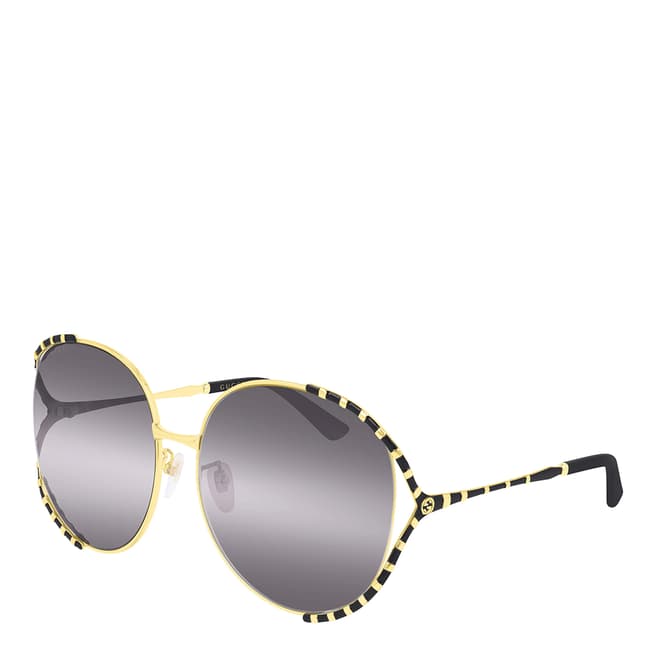 Gucci Women's Black/Gold/Grey Gradient Gucci Sunglasses 64mm