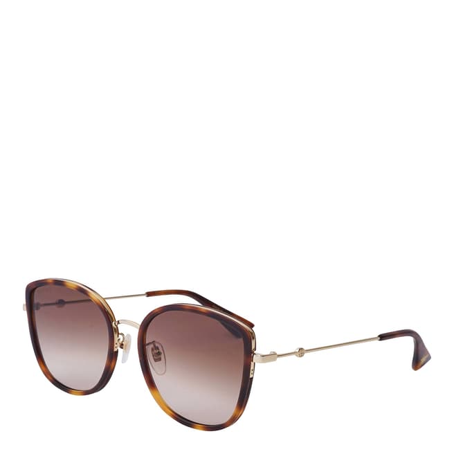 Gucci Women's Gold/Brown Gucci Sunglasses 56mm