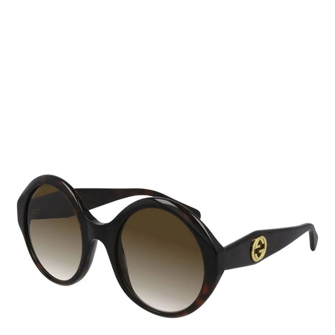 Gucci Women's Dark Havana/Brown Gucci Sunglasses 54mm
