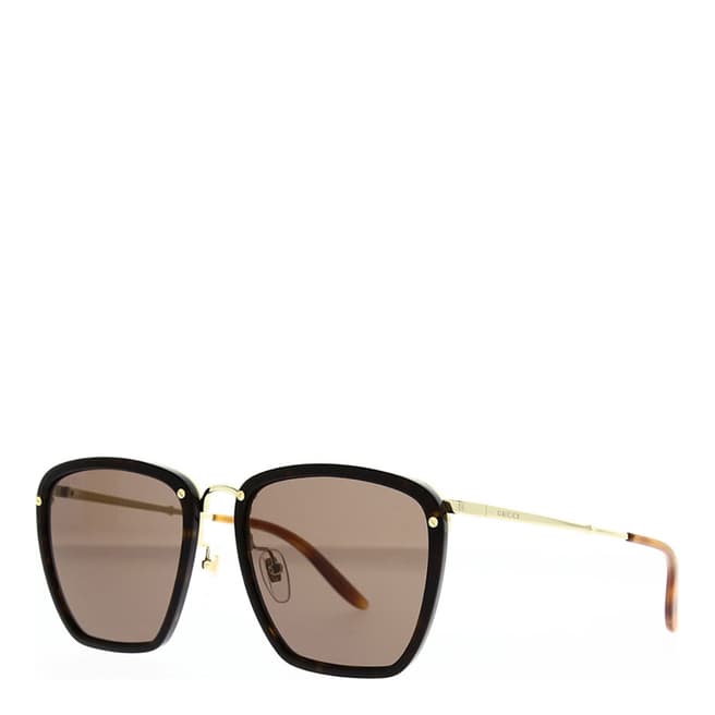 Gucci Men's Gold/Brown Gucci Sunglasses 56mm