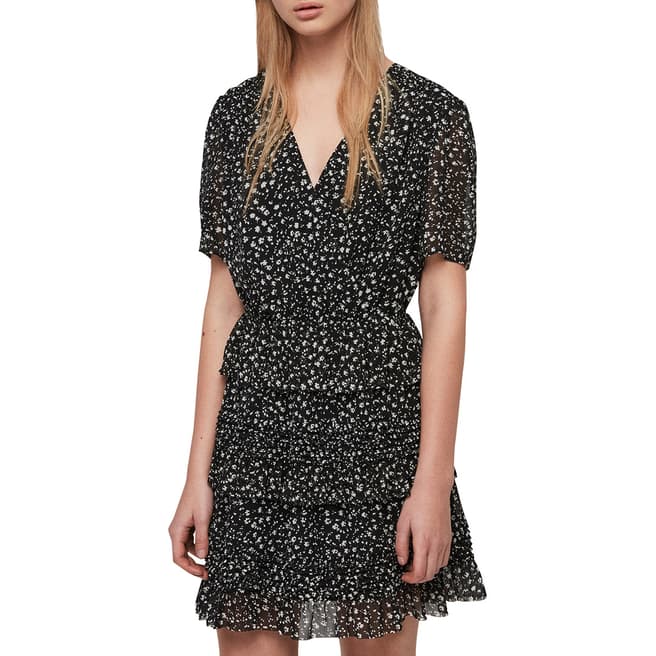 AllSaints Black Ilia Pippa Printed Mini Dress