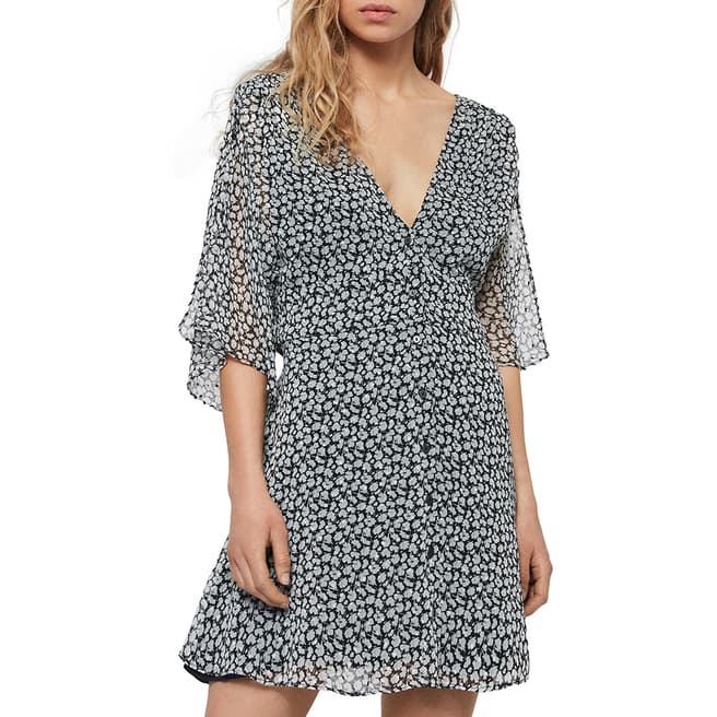 AllSaints Grey Ivey Scatter Print Mini Dress
