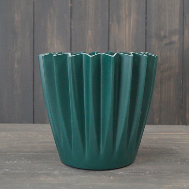 The Satchville Gift Company Earthy Tarazzo green Corrugated Pot