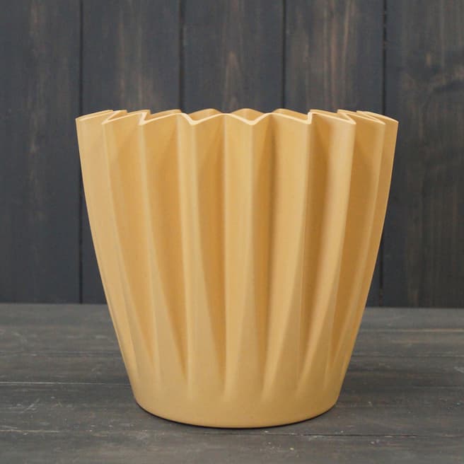 The Satchville Gift Company Earthy Yellow COffee Husk Corrugated Pot