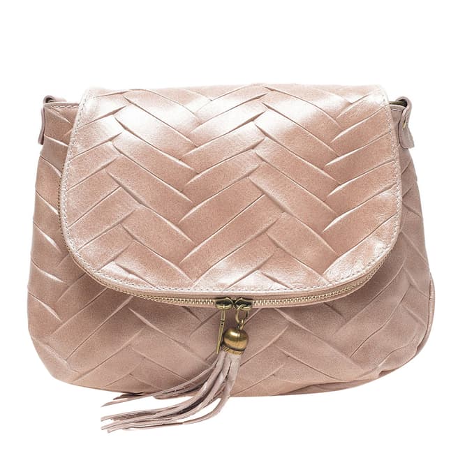 Isabella Rhea Pink Leather Tassel Design Shoulder Bag