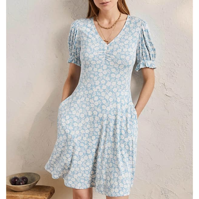 Boden Blue Print V Neck Jersey Dress