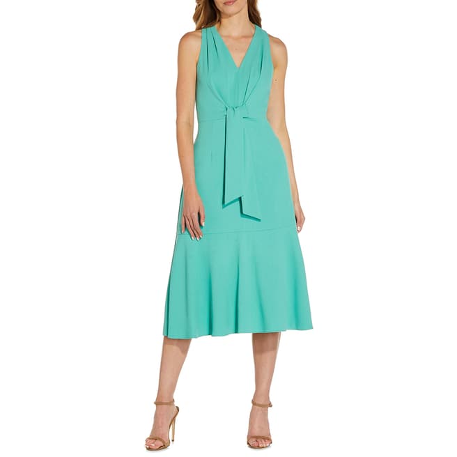 Adrianna Papell Teal Front Tie Dress