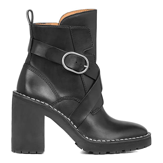 AllSaints Black Leather Aiko Heeled Boots
