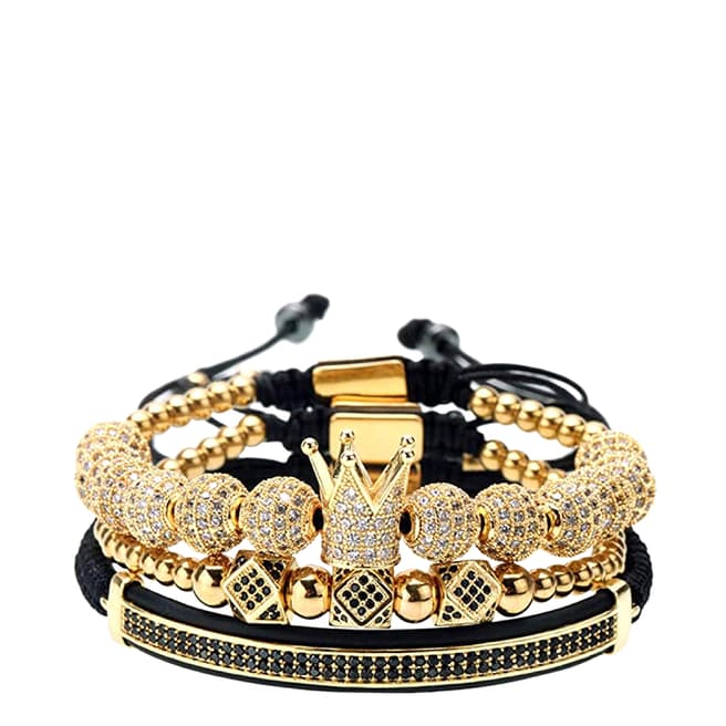 Stephen Oliver 18K Gold & Black Embellished Bracelet Set
