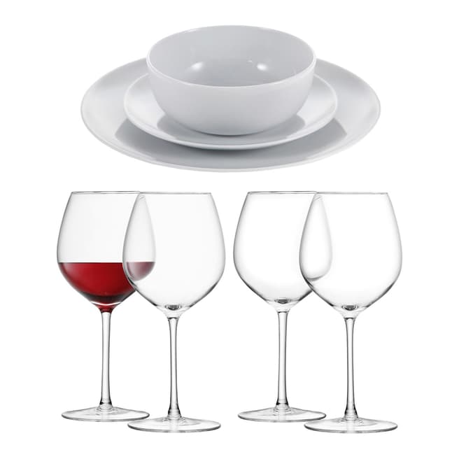 LSA 4 Person Dine Dinner & Wine Glass Set