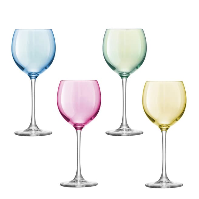 LSA Set of 4 Pastel Polka Wine Glasses, 400ml